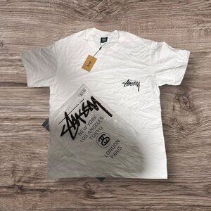 Stüssy Dice Back Graphic Tee White Streetwear Size Large